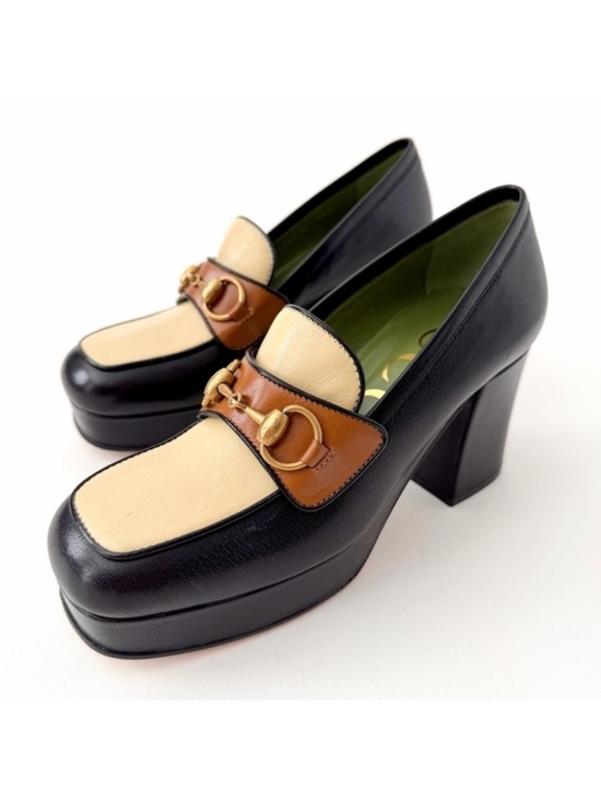 Gucci Shoes - GUCCI | Horsebit Platform Loafer Pumps Houdan Block Heel Leather EU 36